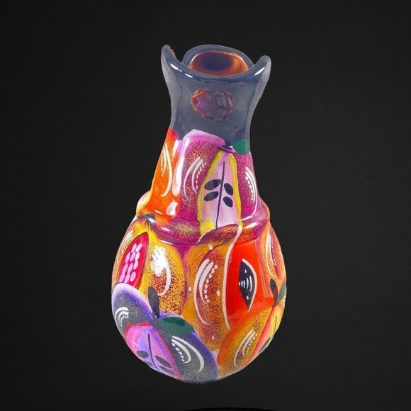 Mexican Pottery Pitcher Multi Color Colourful Deco Glitter 9”T Painted Crafted - Picture 7 of 10